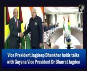 Vice President of India Jagdeep Dhankhar held bilateral talks with the Vice President of Guyana Dr Bharrat Jagdeo on February 23.VP Jagdeo arrived in India on February 20 to strengthen bilateral cooperation between the two countries.&#60;br/&#62;