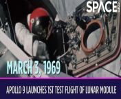 On March 3, 1969, Apollo 9 launched three astronauts on the first crewed test flight of NASA’s lunar module, which astronauts later used to land on the moon. [‘On This Day in Space’ Video Series on Space.com](https://www.space.com/39251-on-this-day-in-space.html)&#60;br/&#62;&#60;br/&#62;Astronauts James McDivitt, David Scott and Rusty Schweickart orbited Earth for 10 days. They tested the lunar module’s engines and navigation systems. They also practiced docking and undocking the command module and the lunar module in orbit. (On the fourth day, they took a spacewalk, but it was cut short because Schweickart had a bad case of space sickness.) This mission showed that the lunar module was ready to fly to the moon.